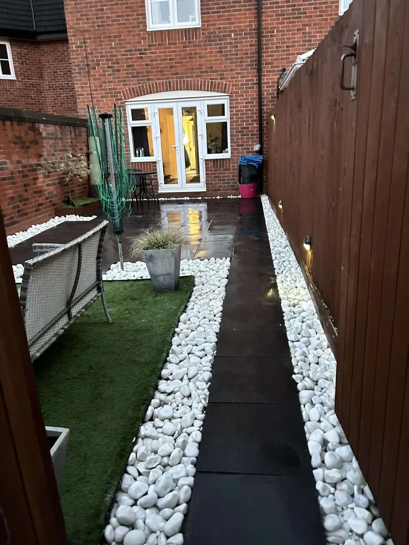 Completed garden transformation in Derby with new planting, lawn and borders