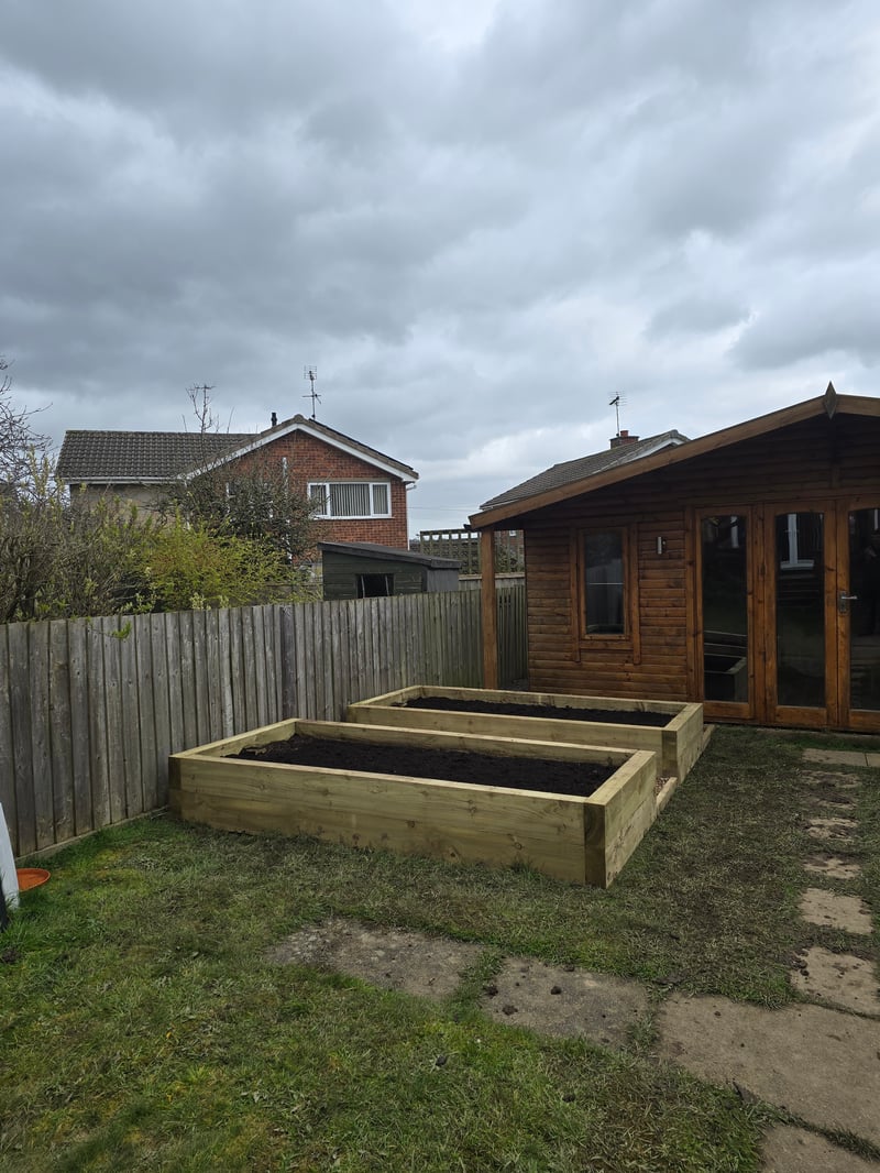 Two finished sleeper beds filled with soil in Derby