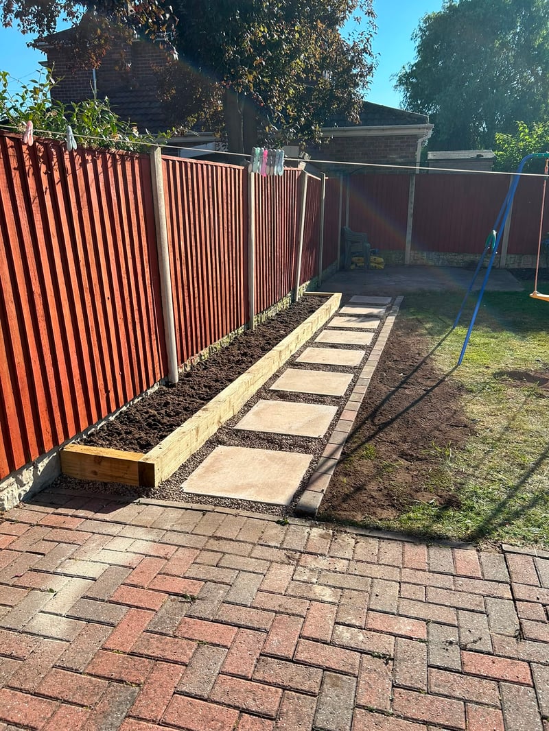 Finished slab path with planter in Derby